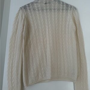 Theory Ivory Cable Knit Turtleneck Sweater